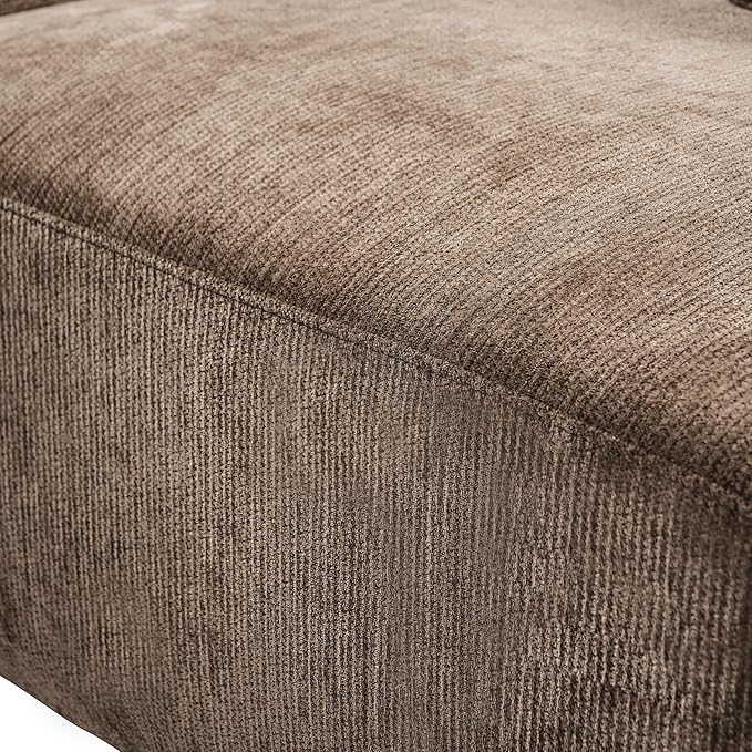 Merax 3-Piece 140" Curved Sectional Sofa Set, 4 Seat L-Shaped Modular Modern Cloud Couch with Chaise Lounge, 3 Pillows, Fully Assembled High-Density Compressed Sponge for Living Room, Brown