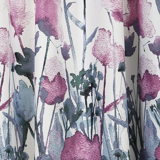 Lush Decor Zuri Flora Room Darkening Window Curtain Panels Pair 52" W x 84" L Purple - Room Darkening Curtains for Bedroom - Floral Curtains