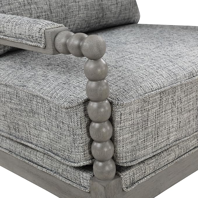 OSP Home Furnishings Abbott Spindle Accent Chair with Padded Spring Seat and Brushed Grey Base, Graphite Fabric