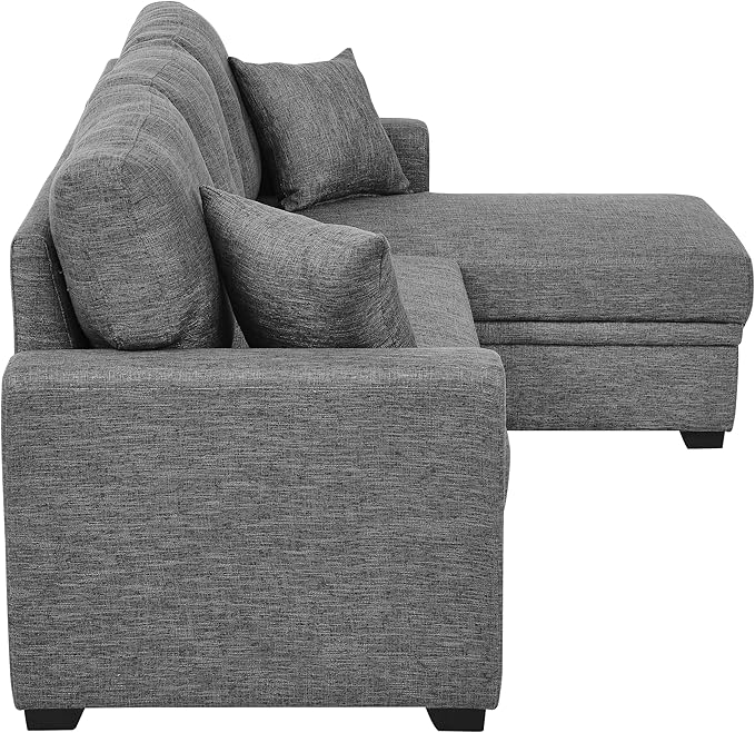 ERYE 76.5-inch Pull Out Sleeper Couch Bed, L-Shaped Reversible Sleeper Sectional Sofa Polyester Blend Tufted Upholstered Corner Convertible Sofa Bed with Storage Chaise