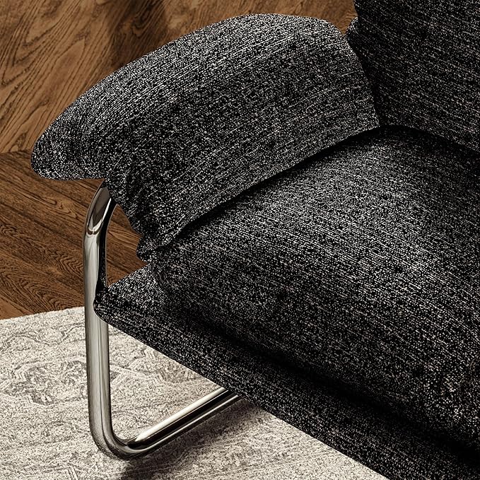 Modway Ansel Boucle Accent Chair in Charcoal - Fabric Lounge Chair for Living Room, Bedroom - Upholstered Corner Reading Chair with Arms and Removable Cushions