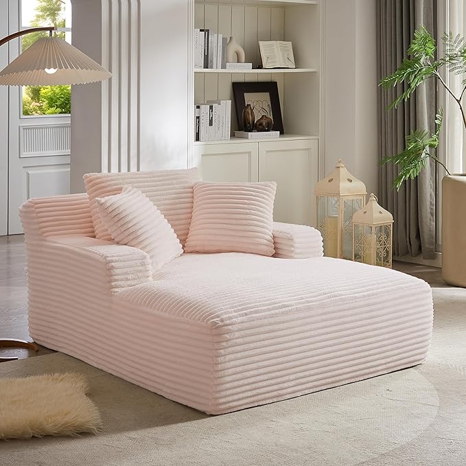 KEIKI 66" Oversized Chaise Lounge Chair, No Assembly Sleeper Style Boneless Chair for Bedroom, Full-Body Reclining Lounger for Napping, Side Sleeping, Reading & Everyday Relaxation