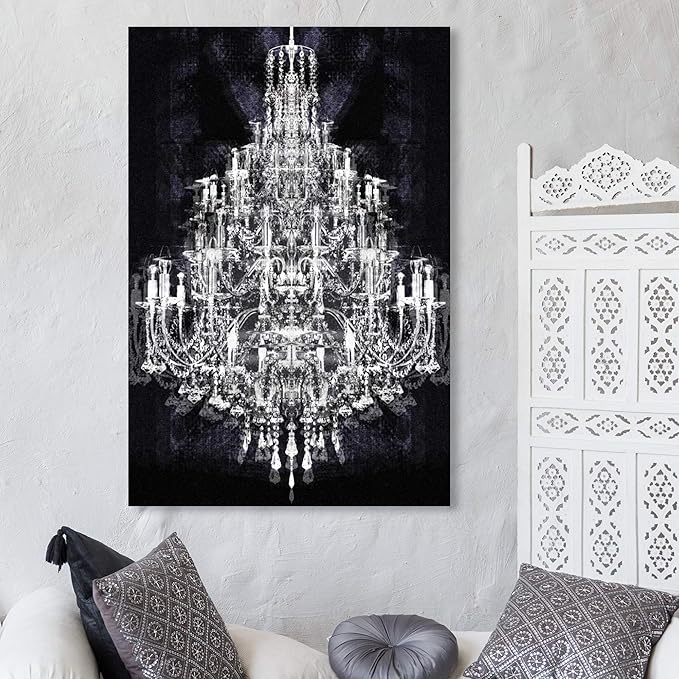 The Oliver Gal Artist Co. Fashion and Glam Wall Art Canvas Prints 'Montecarlo Crystal' Home Décor, 30 in x 45 in, White, Black