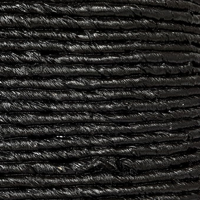 Creative Co-Op Round Handwoven Corn Rope Side Table, Black