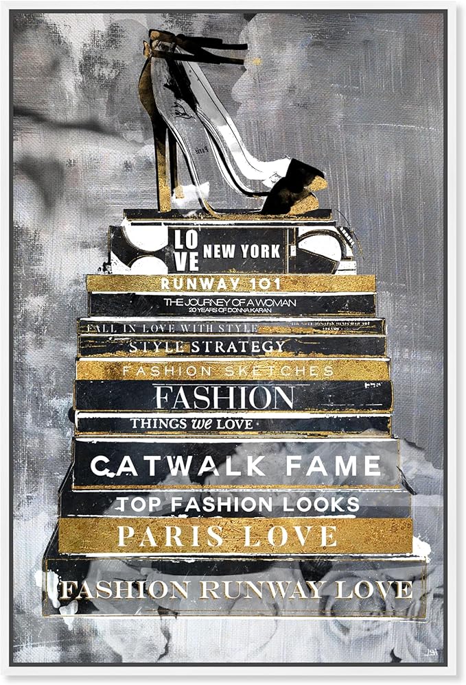 The Oliver Gal Artist Co. Fashion and Glam Wall Art Framed Canvas Prints 'Fashion Thoughts Noir Classic' Shoes