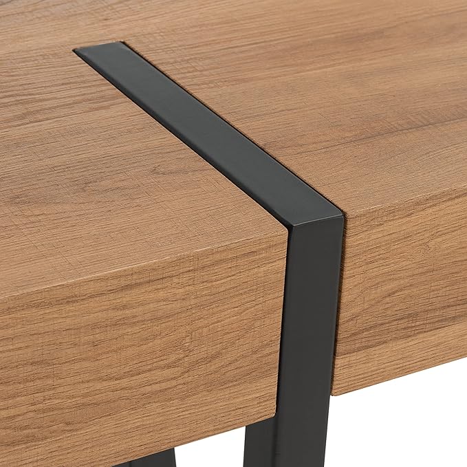 SAFAVIEH Home Collection Alyssa Mid-Century Rustic Industrial Dining Room Table DTB7000D, Natural Brown/Black Legs