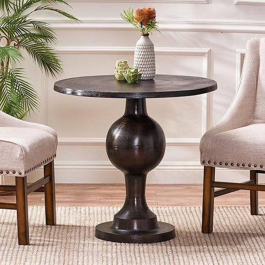 Merax 31" Round Dining Table for 2-4, Aluminum Circle Kitchen Dinner Table, Mid Century Modern Leisure Bistro Table for Kitchen Living Room Apartment Cafe Small Places