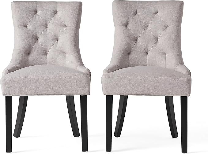 Christopher Knight Home Hayden Fabric Dining Chairs, 2-Pcs Set,Polyester, Light Grey