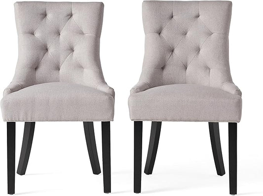 Christopher Knight Home Hayden Fabric Dining Chairs, 2-Pcs Set,Polyester, Light Grey