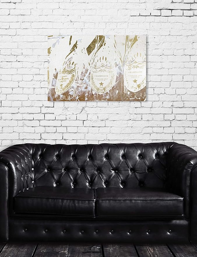 The Oliver Gal Artist Co. Drinks and Spirits Wall Art Canvas Prints 'Vintage Champagne Home Décor, 36" x 24", Gold, White