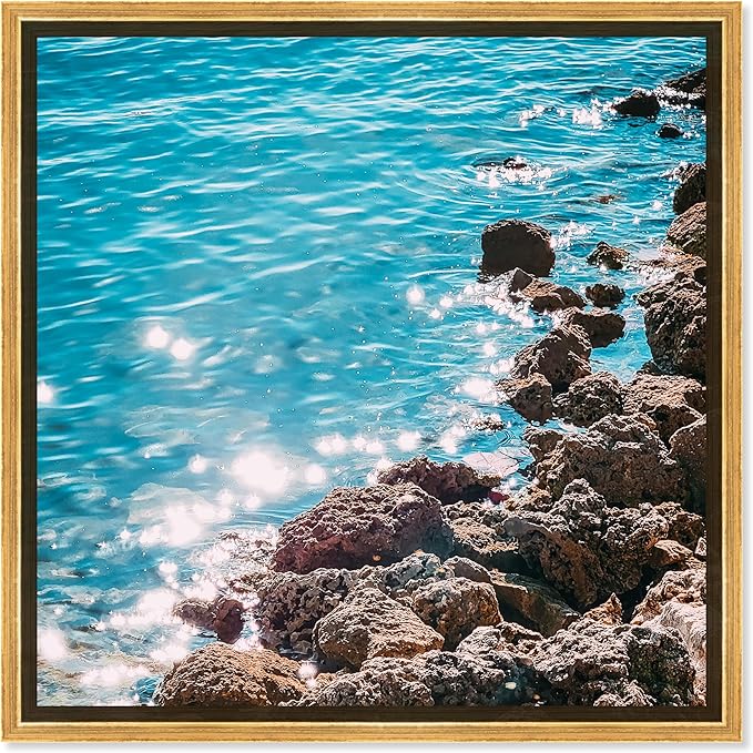 Italian Summer Landscape Photography Canvas Wall Art by Notoriart, Gold Floater Frame, 20"x20"