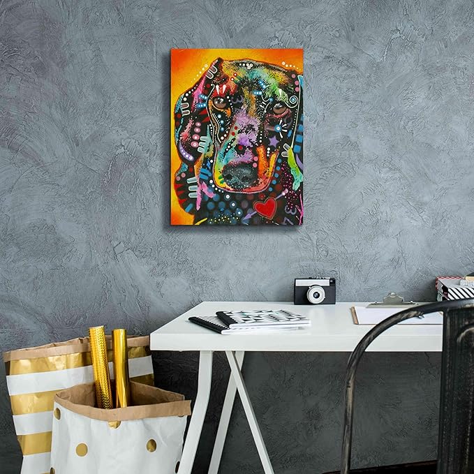 Epic Graffiti 'Brilliant Dachshund' by Dean Russo, Canvas Wall Art, 12"x16"