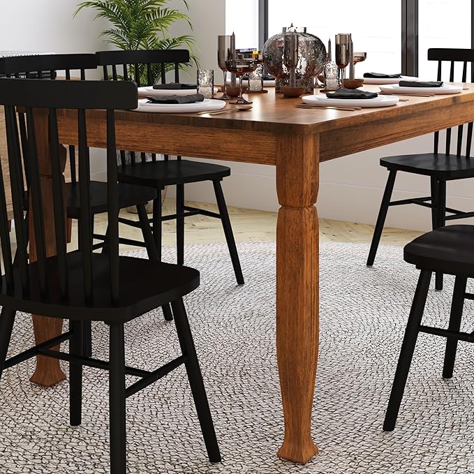 Taylor & Logan Lennox 60" Solid Wood Dining Table in an Walnut Matte Finish, Seating for 6, Stylish Turned Wooden Legs, Perfect for Hosting or Everyday Meals