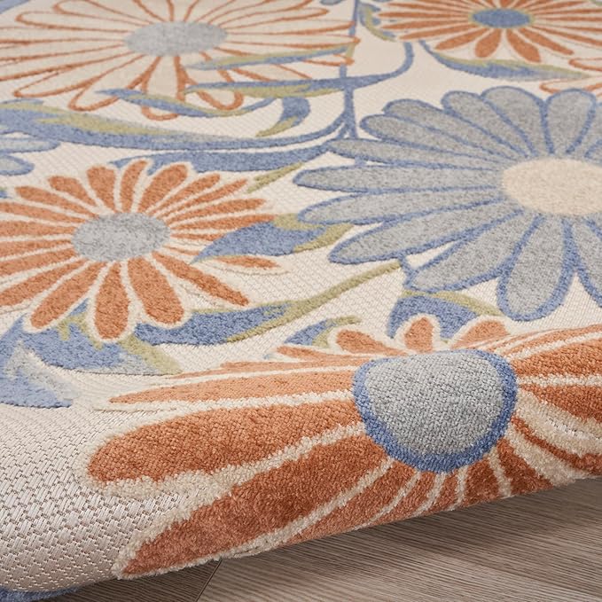 Nourison Home Aloha Beige Multicolor 9' x 12' Area Rug - Easy Clean, Non Shedding, Bed Room, Living Room, Dining Room, Kitchen (9' x 12')