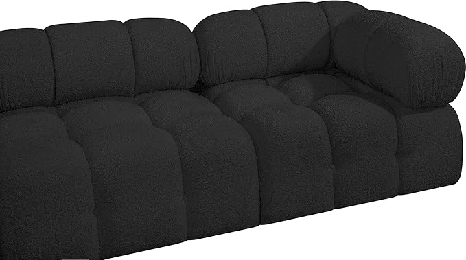 Meridian Furniture 611Black-S136A Ames Collection Modern | Contemporary Modular Sofa with Rich Black Boucle Fabric, Modular to Create Infinite Configurations, 136" W x 34" D x 28" H, Black