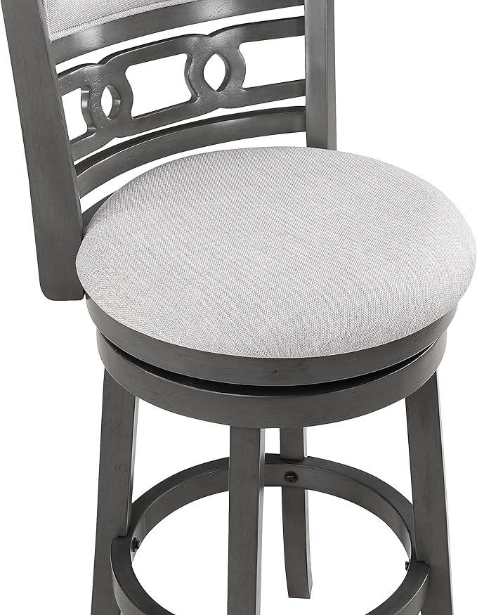 New Classic Home Furnishings Gia 29" Swivel Barstool-Gray W/Gray Fabric Seat