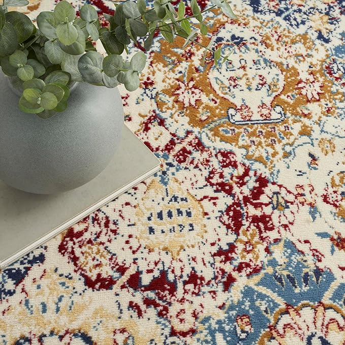 Nourison Home Grafix Blue Multicolor 7'10" x 9'10" Area Rug - Easy Clean, Non Shedding, Bed Room, Living Room, Dining Room, Kitchen (8' x 10')