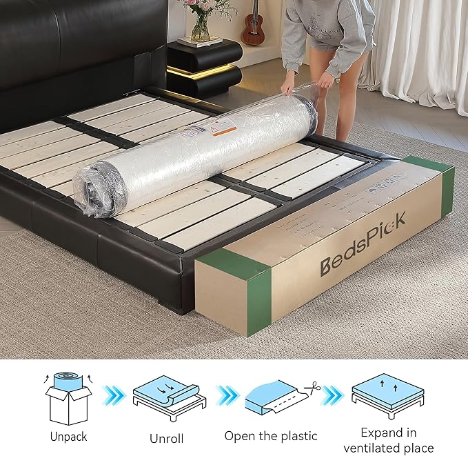 BedsPick Queen Mattress in a Box, 10 Inch Hybrid Individually Wrapped Pocket Coils, Fiberglass Free Breathable Mattress Queen Size for Pressure Relief, CertiPUR-US, 100-Night Trail