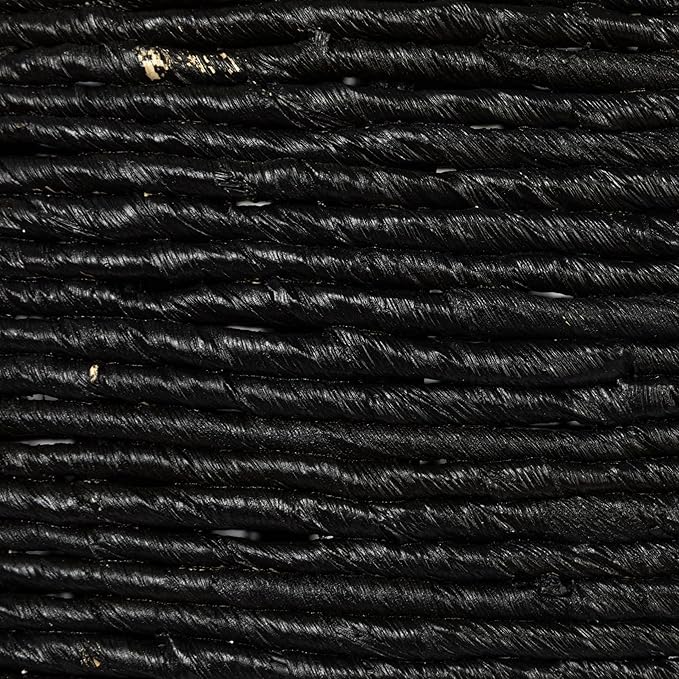 Creative Co-Op Round Handwoven Corn Rope Barrel Side Table, Black