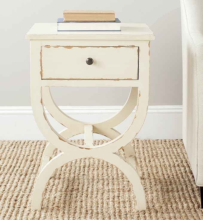 Safavieh American Homes Collection Maxine Vintage Cream Accent Table,Vanilla