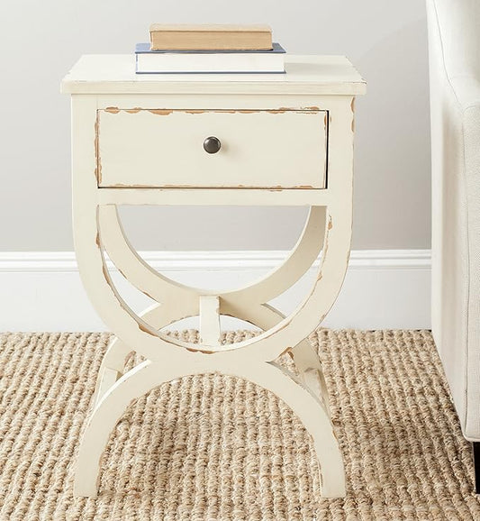 Safavieh American Homes Collection Maxine Vintage Cream Accent Table,Vanilla