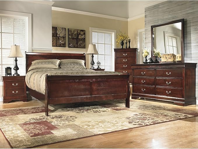 Signature Design by Ashley Alisdair Traditional King Sleigh Bed, Foundation or Box Spring Needed, Dark Brown