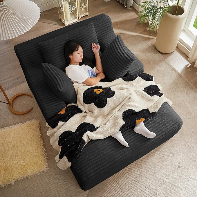 KEIKI 66" Oversized Chaise Lounge, No-Assembly Boneless Chair Sofa Bed Alternative for Bedroom Comfort, Guest Hosting, Cozy Lounging & Restful All-Day Relaxation with Plush Supportive Seating