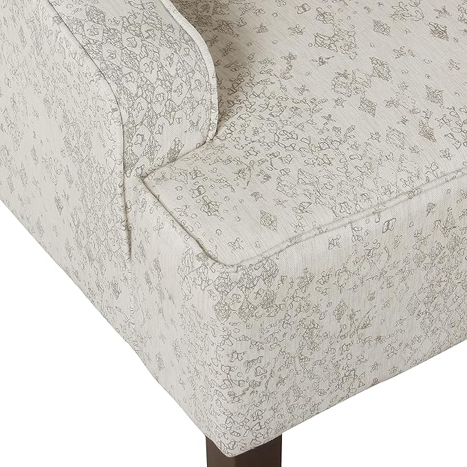 Homepop Home Decor | Upholstered Classic Swoop Arm Accent Chair | Accent Chairs for Living Room & Bedroom | Decorative Home Furniture, Cream and Gray Vintage Stencil