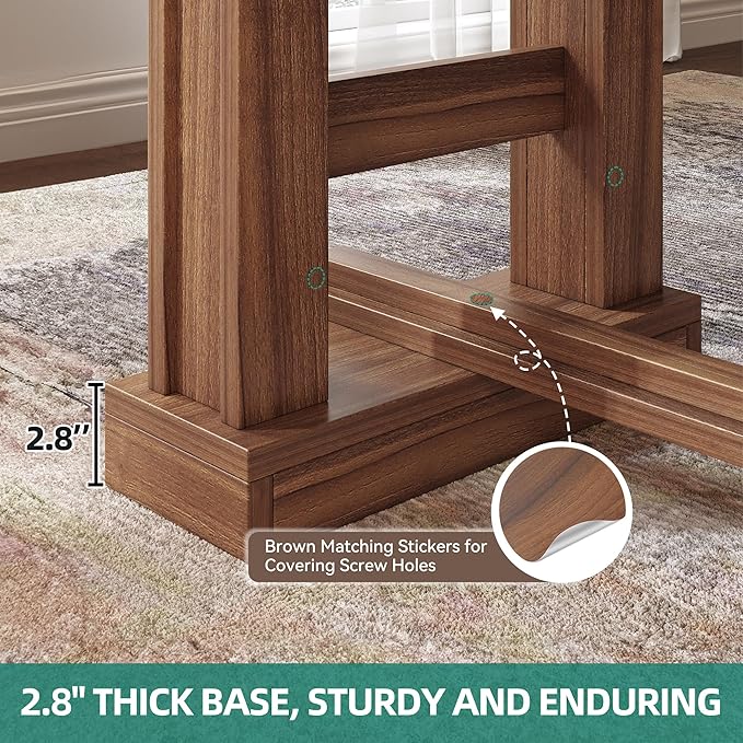 YITAHOME 70" Dining Table for 6–10 People, Farmhouse Rectangular Kitchen Table with Thick Base for Dining Room, Living Room, and Kitchen, Dark Walnut