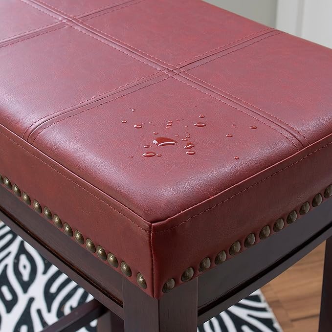 Linon Claridge Bar Stool, 32" x 18.75" x 13", Red
