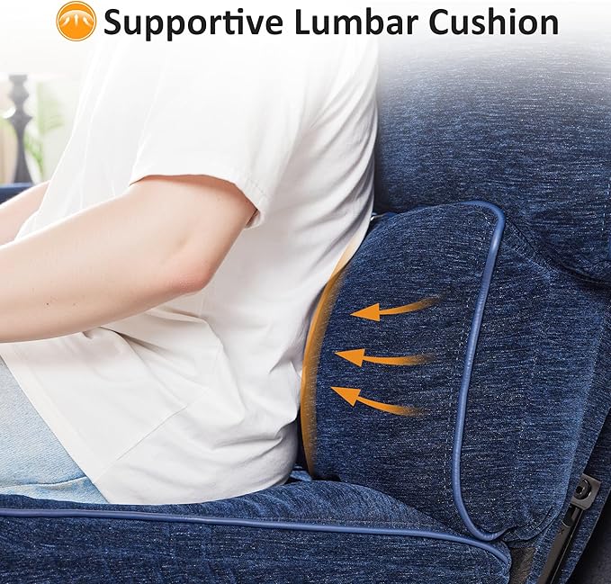 MCombo 60" Wall Hugger Power Loveseat Recliner Sofa with Adjustable Headrest, RV Reclining Loveseat with USB and Type C Charge Ports for Living Room 6924 (Navy Blue, Loveseat)
