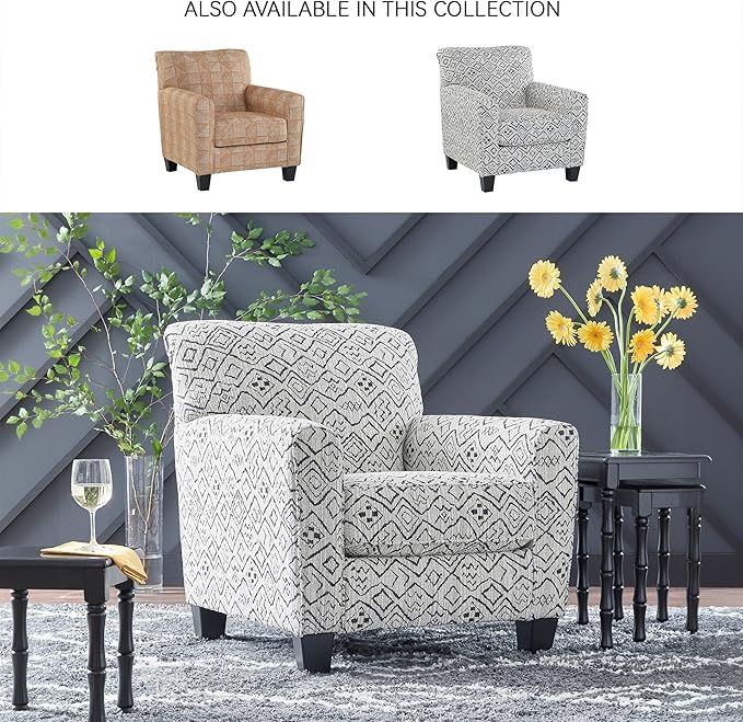 Signature Design by Ashley Hayesdale Modern Accent Chair with Removable Cushions and Tapered Legs, Black & Gray