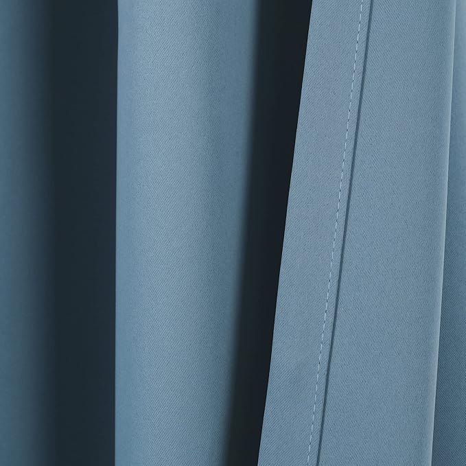 Lush Decor Insulated Grommet Blackout Window Curtain Panels, Pair, 52" W x 84" L, Dusty Blue - Classic Modern Design - Chic Window Decor - Long Curtains For Living Room, Bedroom, Or Dining Room