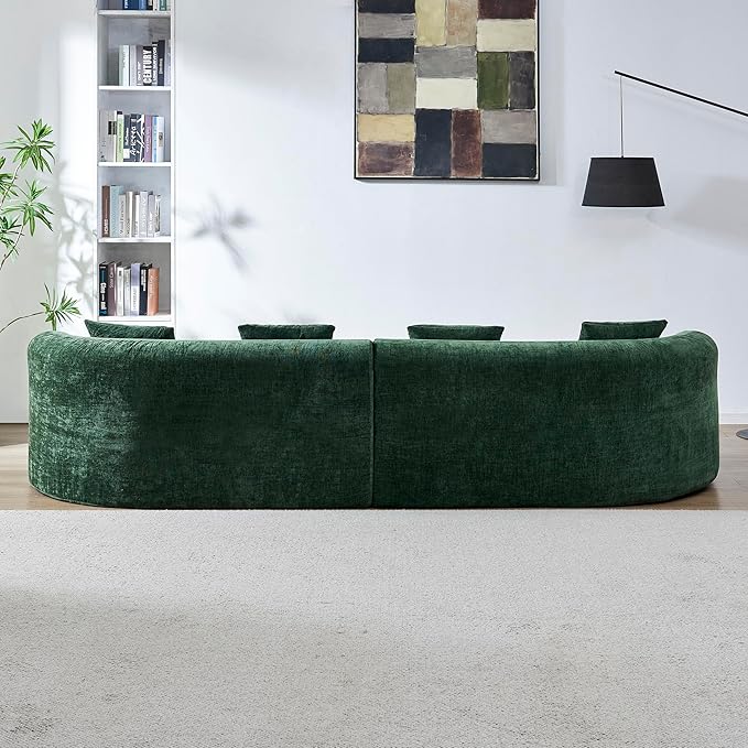 111" Curved Modular Sectional Sofa Couch, Deep Seat Boneless Cloud Couch with 4 Pillows, High Density Foam Floor Lounge Sofa for Living Room, Apartment,Premium Chenille Fabric | Breathable material, Softness