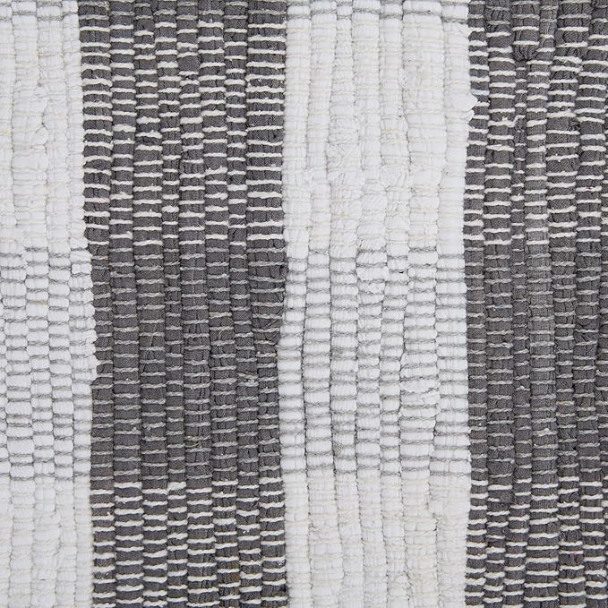 DII Buffalo Check Rug Collection, Hand Dyed Reversible Chindi Rug, Runner 2'3"x6', Gray