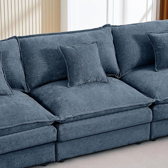 Eafurn Oversized Reversible Modular Sectional Sofa with Movable Ottoman, 4 Seater Convertible L Shaped Corner Couch Modern Chenille Sofa Set w/Double Layers Seat Cushions for Living Room Apartment | Deep Seat, Easy Assembly, 2-layer Cushions, DIY Combi...