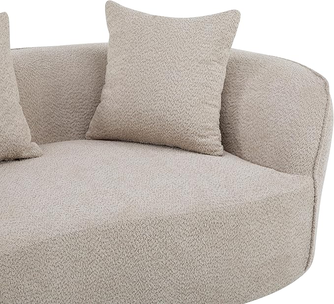 Christopher Knight Home Braebt 126" Comfy Upholstered Cloud Couch, 5-Seater Sofa Couches, Curved Modular Sectional Sofa with 4 Throw Pillows for Living Room, Study, No Assembly Required, Almond