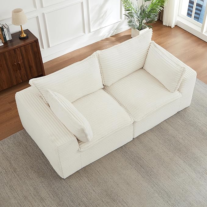 78.8" Cloud Loveseat Boneless Sofas for Living Room, 2 Seaters Modular Foam Cloud Sofa Couches, 2 Seat Compression Foam Couch with Headrests, No Assembly Required