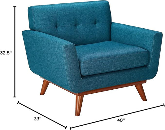 Modway Engage Mid-Century Modern Upholstered Fabric Accent Arm Lounge Chair in Teal, Armchair