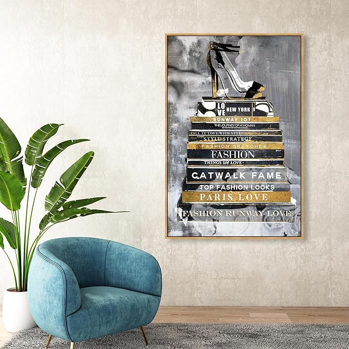 The Oliver Gal Artist Co. Fashion and Glam Wall Art Framed Canvas Prints 'Fashion Thoughts Noir Classic' Shoes