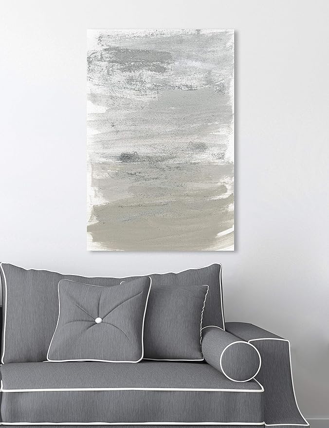 The Oliver Gal Artist Co. Oliver Gal 'Silver Storm' Gray Abstract Wall Art Print Premium Canvas 16" x 24"