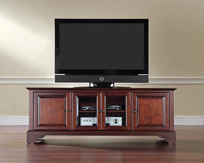 Crosley Furniture Lafayette TV Stand for 65+ inch TVs, Entertainment Center with Adjustable Storage Shelves, Vintage Mahogany