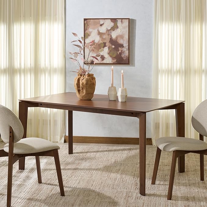 SAFAVIEH Couture Collection - Alyssamarie Walnut Rectangle Wood Dining Table, Modern Tapered Leg Design (SFV6715A)