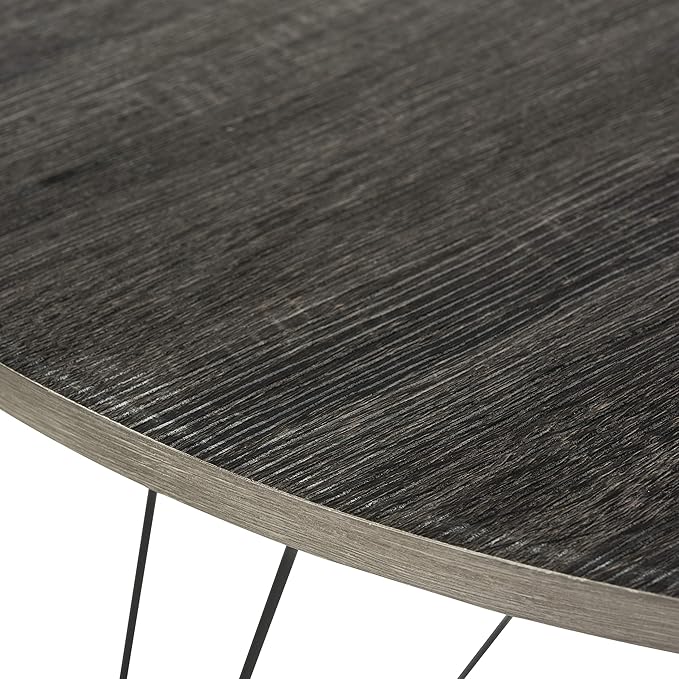 SAFAVIEH Home Collection Marino Mid-Century Modern Dark Grey Hairpin Leg Round Dining Table