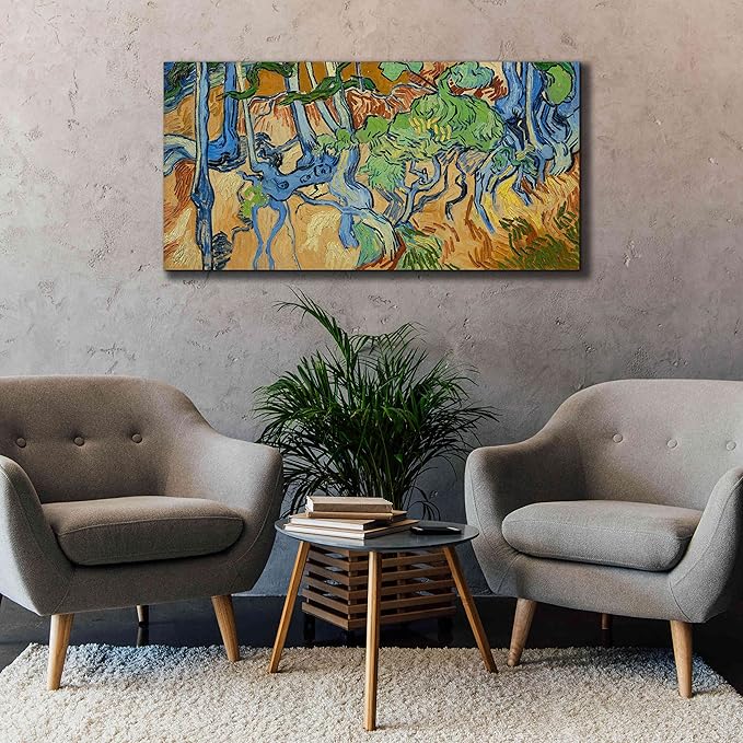 Epic Graffiti 'Tree Roots' by Vincent Van Gogh, Giclee Canvas Wall Art, 60"x30"