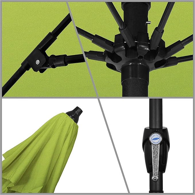 California Umbrella 9' Rd Sunbrella Aluminum Patio Umbrella, Crank Lift, Auto Tilt, Bronze Pole, Macaw