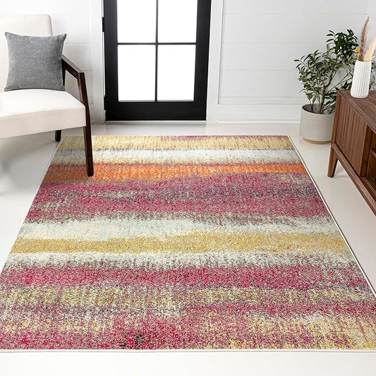 JONATHAN Y Modern Abstract Vintage Cream/Pink Indoor Area Rug, 5x8, Contemporary POP, Transitional, Easy-Cleaning for Living Room, Bedroom, Kitchen, Pet Friendly, Non-Shedding (CTP105B-5)