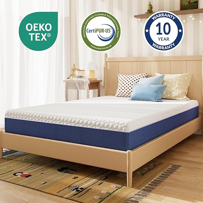 8 Inch Full Mattress, Medium Plush Gel Memory Foam Mattress in a Box, Pressure Relief, Balanced Softness & Support, CertiPUR-US Certified, Fiberglass Free