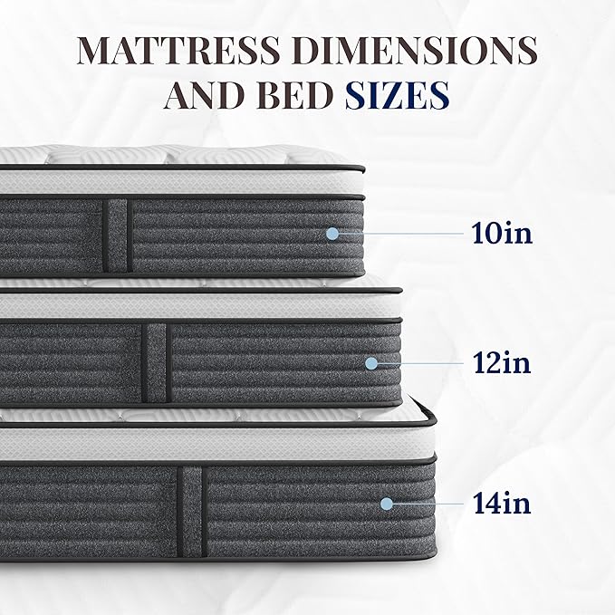 CH Charme House King Size Mattress, 14 Inch Hybrid King Size, Medium Feel Foam and Individual Pocket Springs, Fiberglass Free Bed Mattress, Extra Edge Support, Pressure Relief, CertiPUR-US