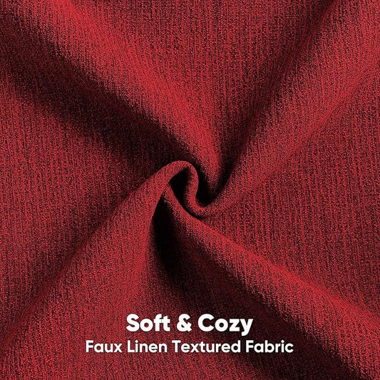 FUTEI Red Chenille Decorative Throw Pillow Covers 24x24 Inch Set of 2,Soft Cozy Faux Linen Textured European Pillow Shams,Farmhouse Home Decor for Couch Living Room